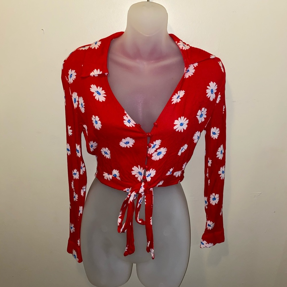 Forever21 Flowery red croptop